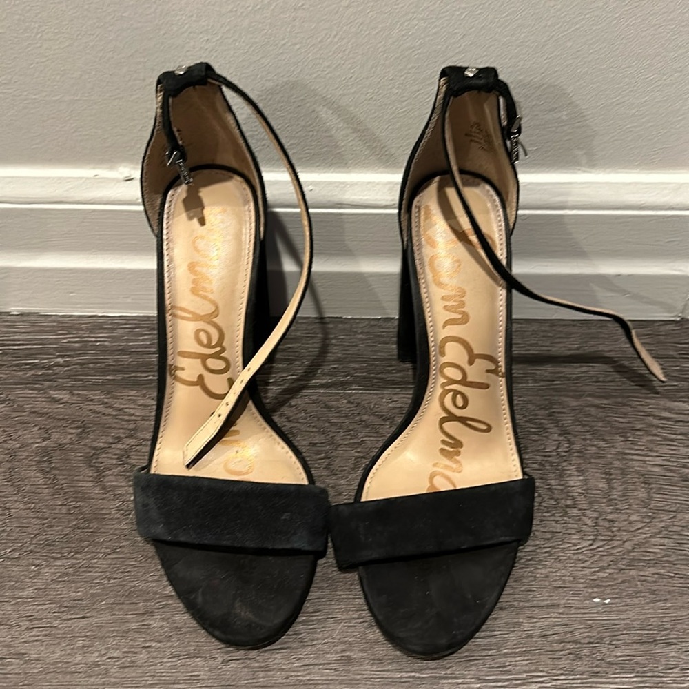 Sam Edelman Yaro Block Heel - Black Suede; size 6.5
